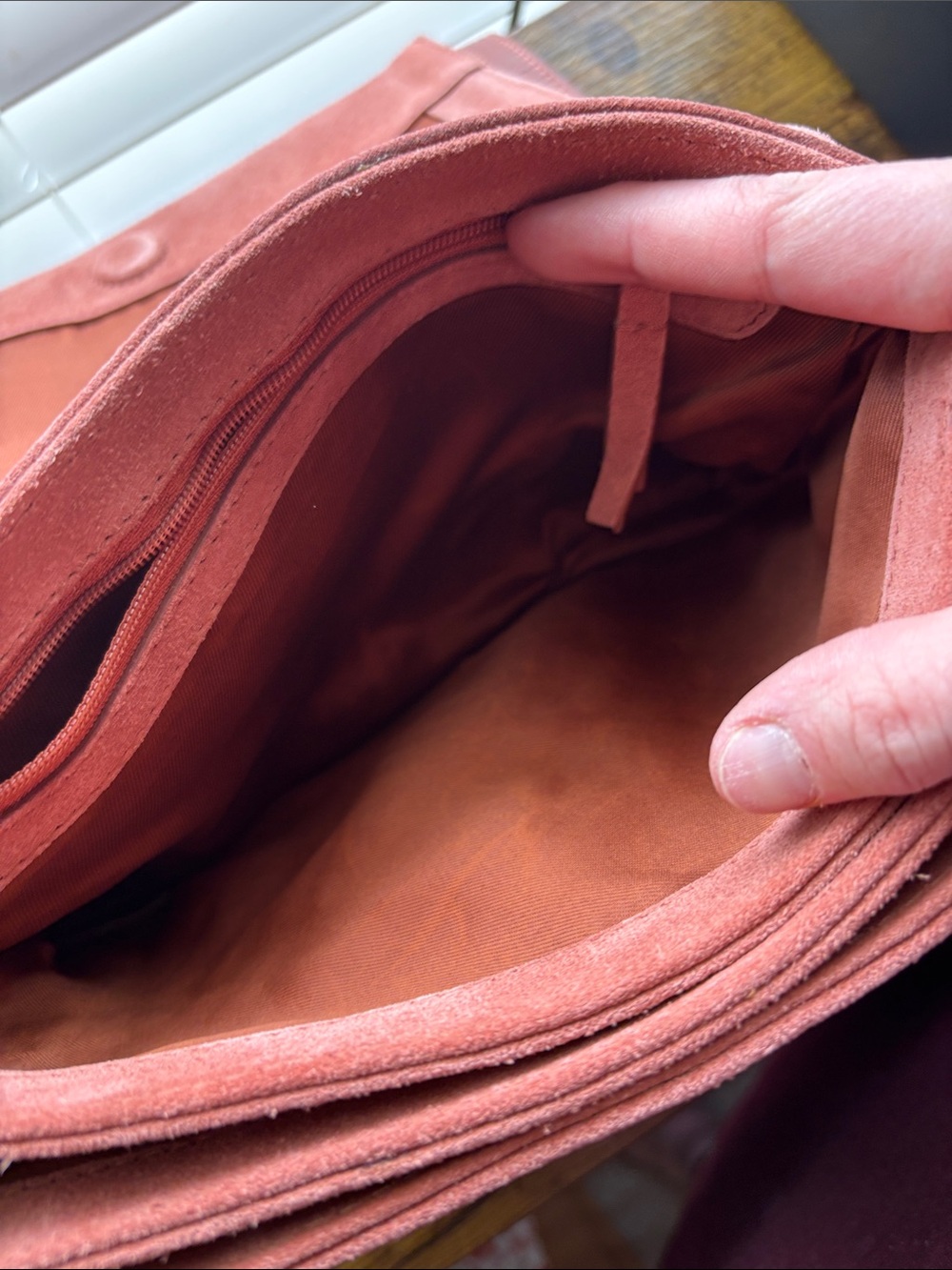 T.J.Maxx Rust Suede Crossbody Bag - Picture 8 of 11